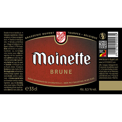 5410702000232 Moinette Brune - 33cl Bier met nagisting in de fles Sticker Front